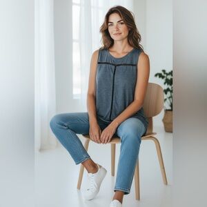 Vince Charcoal Top with Black Detailing